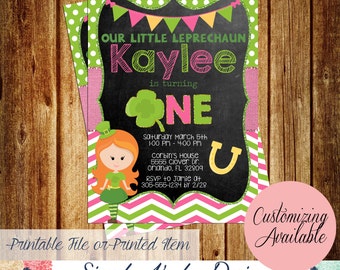 Girls St. Patrick's Day Leprechaun Birthday Party Invitations