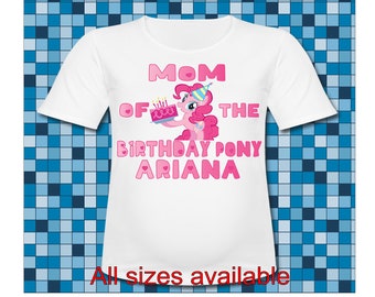 Personalized Mlp Mom of the Birthday Pony Pinki Pie T Shirt all Sizes and sayings T Shirt My Little Pony birthday T Shirt