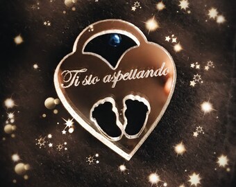 Maternity heart pendant made of plexiglass mirror (cm 4)