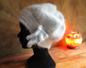 'Bell' bonnet in angora rabbit
