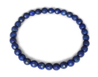 Lapis lazuli bracelet, of course, deep blue, round, faceted 6mm