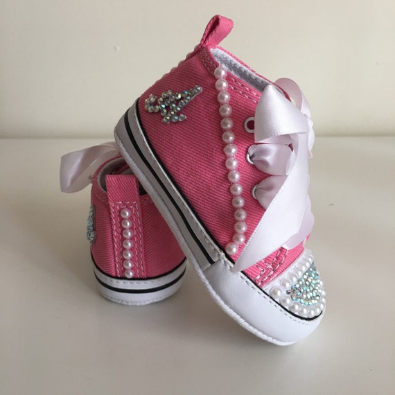 Pink and White Rhinestone Converse Shoes Infant Converse