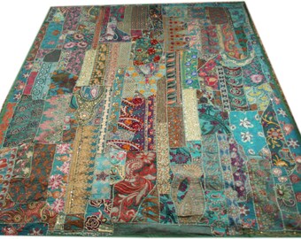 Indische Vintage Seide Patchwork Kantha Quilt King Seide