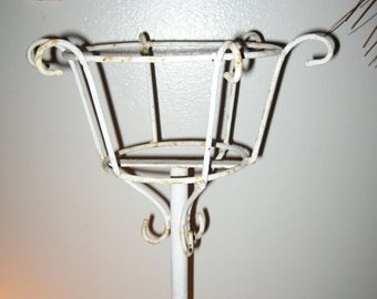 1950's Wrought Iron Plant Stand Holder Shabby Chic Chippy Paint Garden Decor 1.00 Shipping! #BV