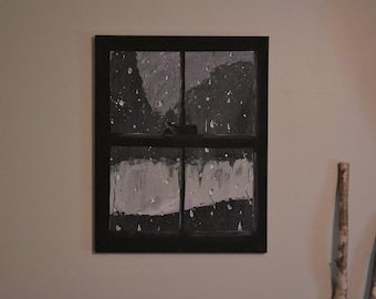 16 x 10 Canvas Rainy Day Acrylic Painting