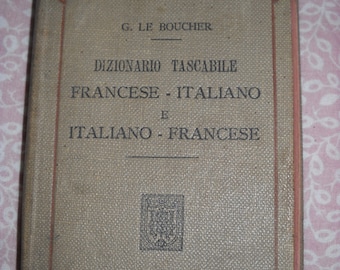 Antique pocket dictionary italian-french french-italian / 1912 / Antique collectible Book 1910s / Translation Book /Hoepli/linguists gift/