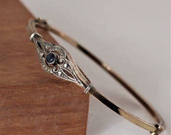 Antique Edwardian Bracelet Rolled Gold and Sapphire by Kollmar & Jourdan Pforzheim Germany