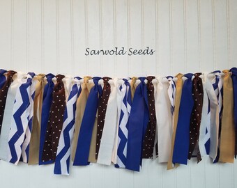 Cookie Monster, Blue, Brown, Fabric Banner, Birthday, Highchair, Nursey, Shower, Party Decor, Phoot Shoot, Backdrop, Rag Tie