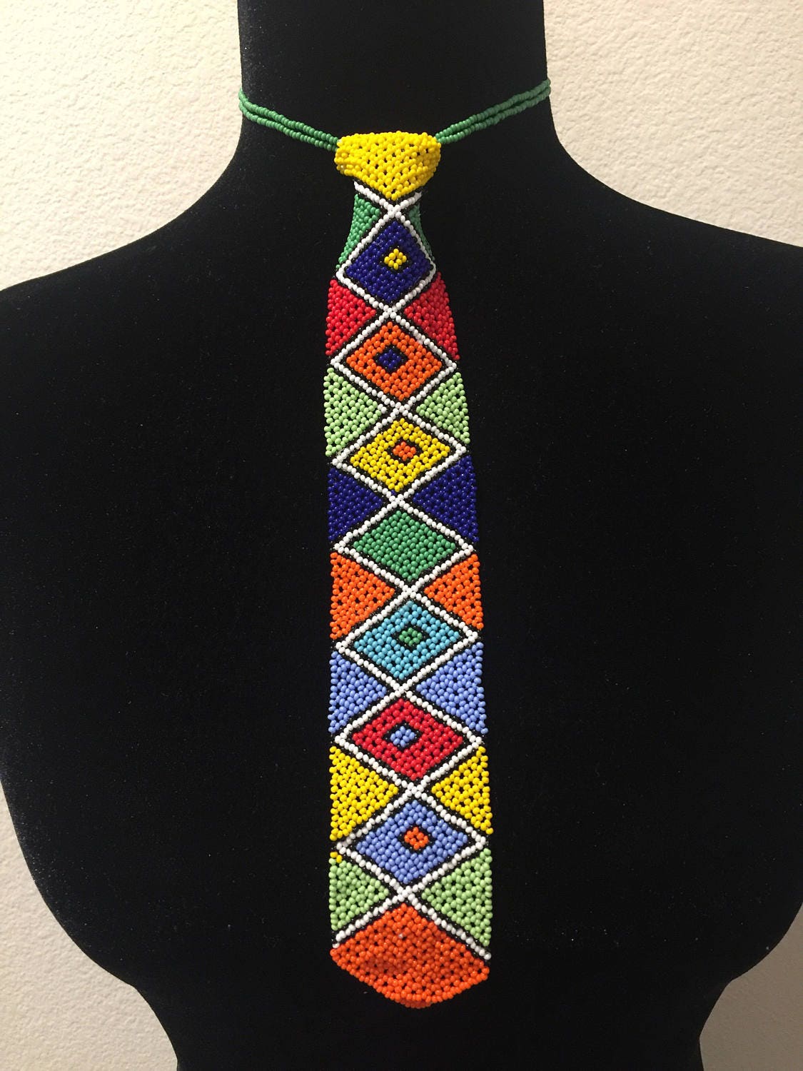 Beaded tie necklace