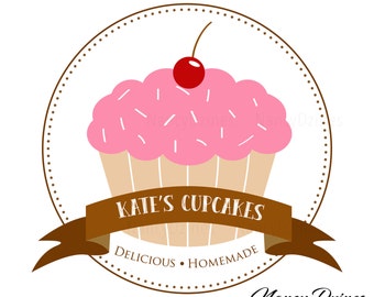 Items similar to Cupcake logo for a cake shop in pastel shades on Etsy