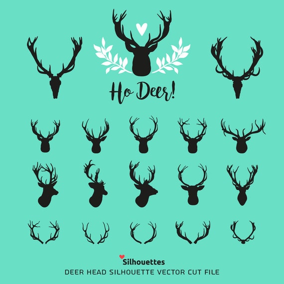 Download SVG Deer head horn silhouette eps svg dxf jpg png