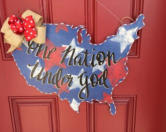 Patriotic door hanger, America door hanger, July 4th door hanger, Memorial Day door hanger, American flag door hanger, summer door hanger