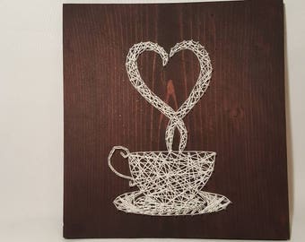 Coffee Cup String Art Handmade