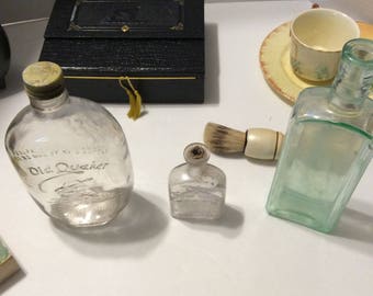 Antique bottle, antique bottles, Old Quaker bottle, Rubi Foam bottle