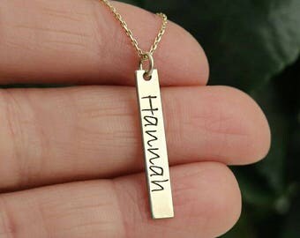 Bar Necklace-Personalized Bar Necklace-Vertıcal Necklace-Gold Bar Necklace-Bar Name Necklace-Pesonalized Gift-Custom Bar Necklace