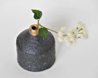 Handmade Vase, Pottery Vase, Black & Gold Vase, Ceramic Bud Vase, Small Vase,