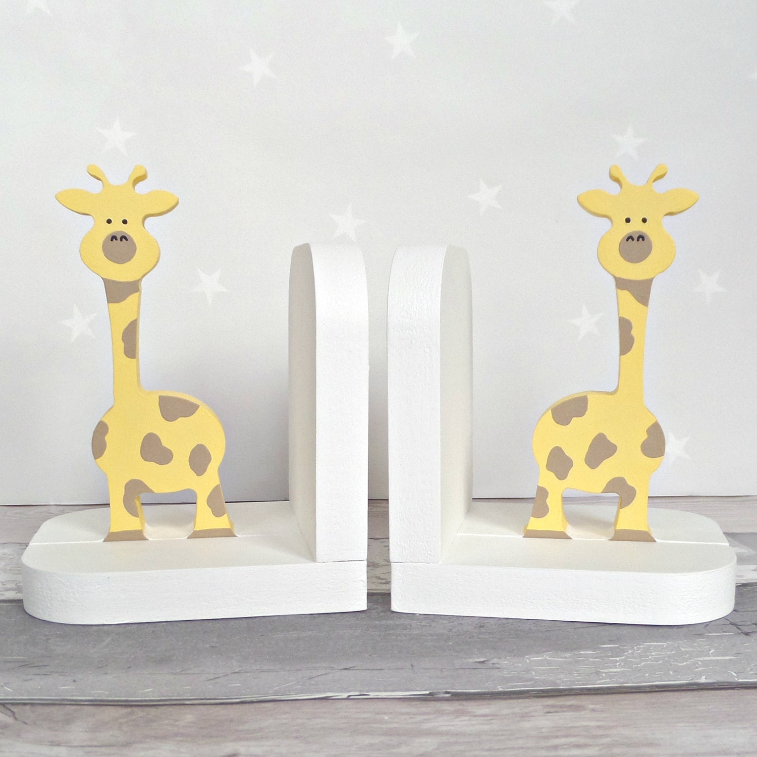 Giraffe Bookends Hand Painted Children's Wooden Bookends