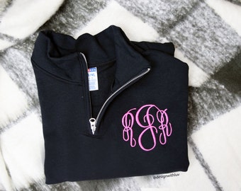 Monogrammed Pullover with Quarter Zip - Monogram Sweatshirt, monogram jacket, pullover quarter zip, personalized sweatshirt
