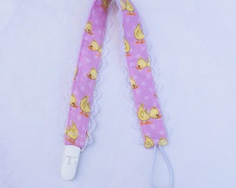 ABDL Ageplay Adult Pacifier Clip - Ducky Adventures PINK
