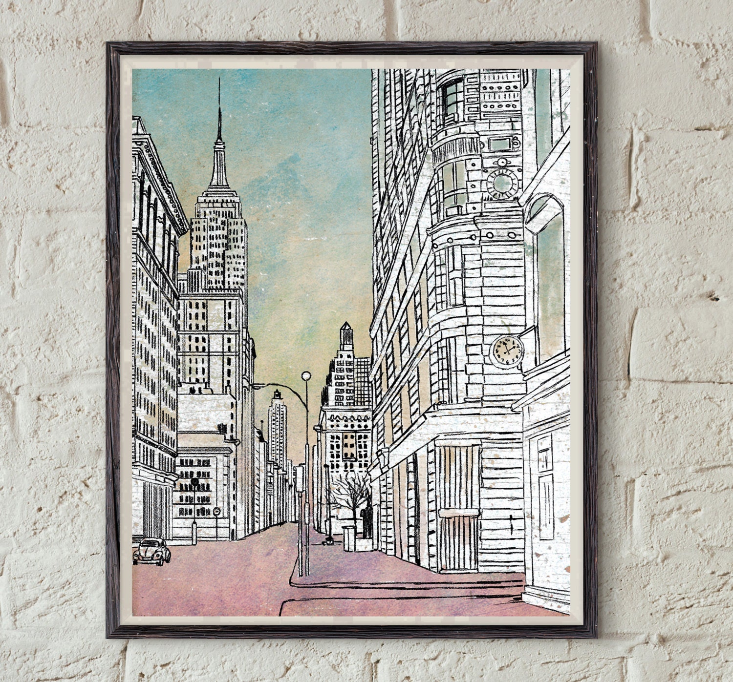 Vintage New York Wall Art Midtown Manhattan Buildings Print
