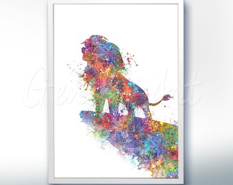 Disney Lion King Simba Watercolor Art Print - Wall Decor - Watercolor Painting - Artwork - Home Decor - Kids Decor - Nursery Decor