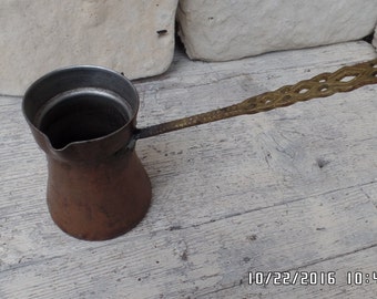 Vintage Copper Jug Brass Handle Pouring Jug Turkish Coffee Pot Decor Antique Copper Pot Hand Made
