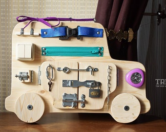 Busy Board, Activity Board, Sensory Board, Montessori educational Toy, Wooden Toy, latch board