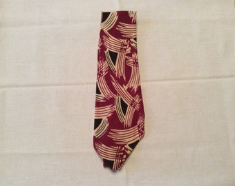 1930s Silk Hand Painted Tie. Art Deco