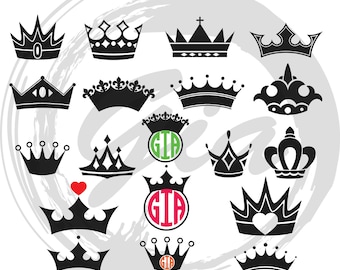 Crown Clipart SVG, king crown svg, queen crown svg, princess crown scg, ready to cut files for Cricut, Silhouette etc, also in png, eps, DXF