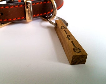 Oak Dog Tag, Walnut Dog Tag, Wooden Name Tag, Pet Disc, Personalized Dog ID, Puppy Name Tag, Dog Gift