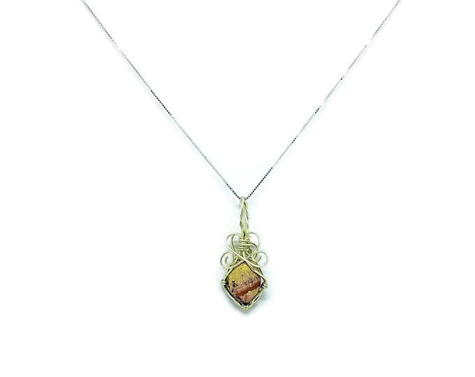 Sterling Silver Wrapped Picture Jasper Pendant, Sterling Silver Jasper Necklace, Jasper Gemstone Pendant, Unique Birthday Gift