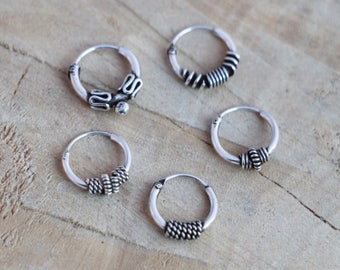 Sterling Silver Hoop Earrings | Tiny Minimalist Bali Hoops | Silver Knot Hoops | Minimalist Hoop Earrings | Silver 925 Bali Hoops | Rings