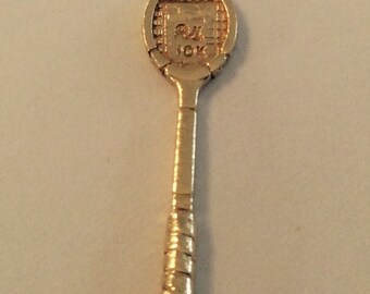 10k yellow gold badminton racket charm vintage antique # 1013