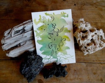 Carte postale pliée nature verte