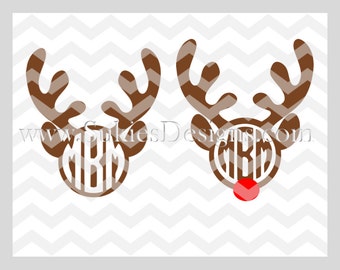 Reindeer Monogram SVG, DXF, PNG Files for Cricut and Silhouette cutting machines Christmas monogram svg files, Reindeer svg file