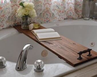 Large Bath Caddy/Large Bathtub Caddy/Rustic Bath Tray/Rustic Bathtub Decor/Bath Tray/Wood Tray/Rustic Wood Tray