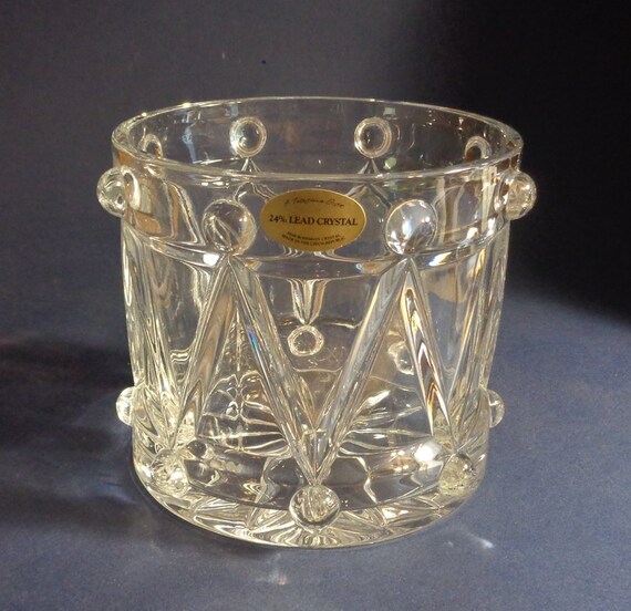 Bohemian Lead Crystal Drum Candy Dish Glass Teleflora Bowl