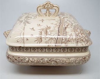 G & W Late Mayers Melbourne 1800 Tureen AESTHETIC Brown Transferware