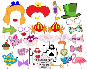 alice wonderland props booth tea prop mad printable diy items birthday hatters card
