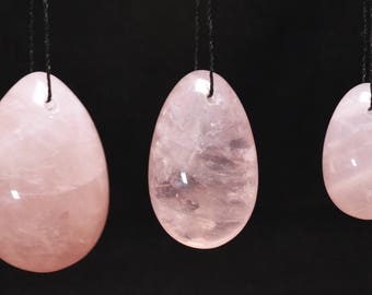 Hand Carved Rose Quartz Pink Stone Yoni Eggs/one set of Three or three size to choose(L/M/S)-drilled