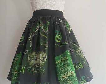 Adult Harry Potter Inspired Slytherin Full Skater Skirt