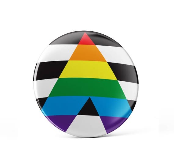 Straight ally pin button LGBTQ flag straight pin button