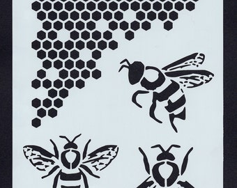Bee and Honeycomb Stencil (Nature 002)