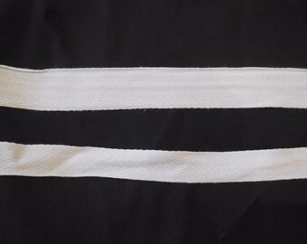 White Plain Cotton Linen Blend fabric ribbon / blank sewing Label ribbon is for sale. Sold by Per Meter