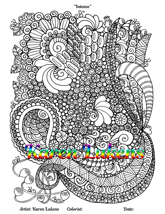 Download Intense 1 Adult Coloring Book Page Printable Instant