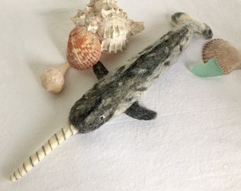 Needle Felted Narwhal, Felted Narwhal, Narwhals, Wool Narwhal, Narwhal Plushie