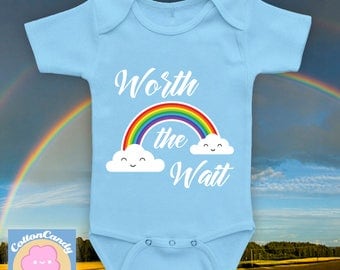 Worth the Wait - Rainbow Baby Bodysuit, Rainbow Baby Photoshoot Onesie, Whats a Rainbow Baby Rainbow Loom Design Etsy Double Rainbow CCB-574