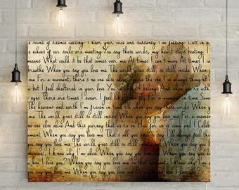 Custom Portrait, Wedding Anniversary Photo with Song Lyrics - personalized first dance lyrics, canvas print or printable