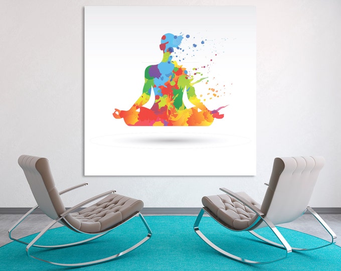 Watercolor meditation canvas wall art, yoiga wall art, yoga studio art, zen decor, yoga studio artwork, meditation canvas print