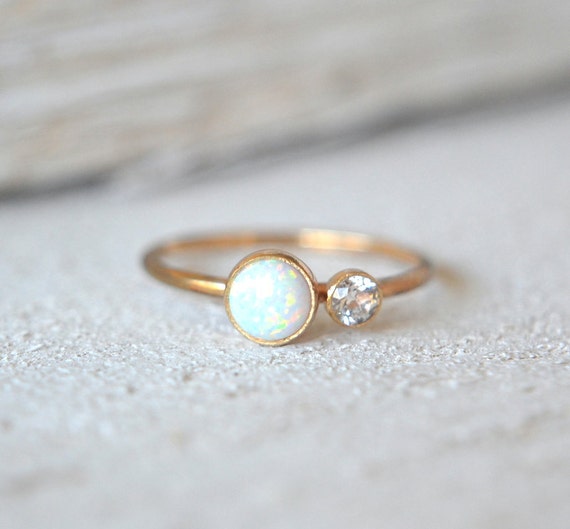 Gold Opal Ring. White Opal Ring Dainty Opal Ring Small Opal
